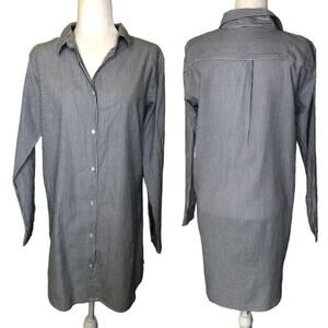 Joop Pajama Dress Button Up Blue & White Striped Shirt Dress Sleep Wear Size: M